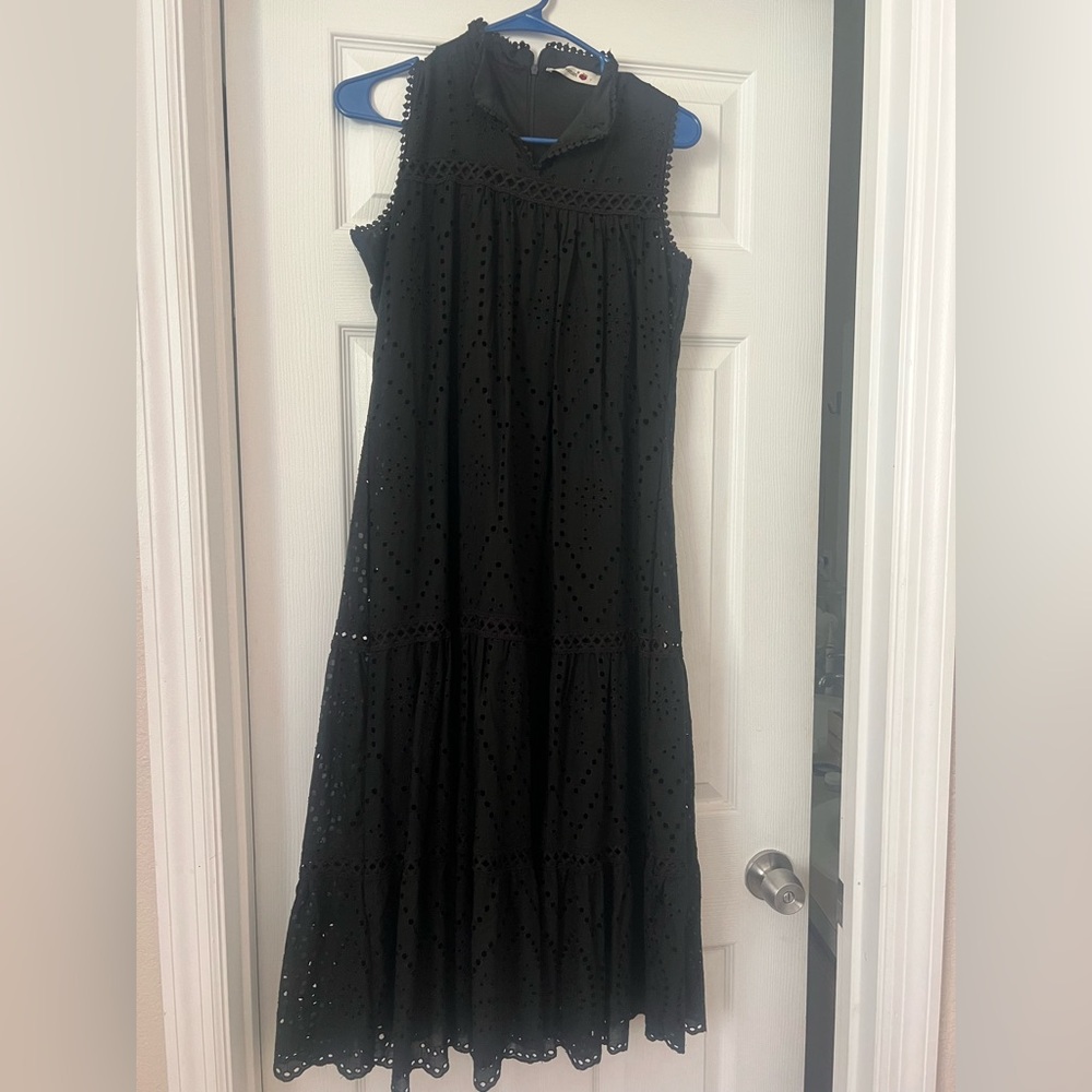 Black Embroidered long dress